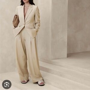 BR pleated wide leg wool pants